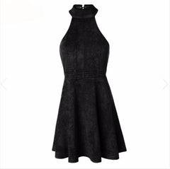 LACE-UP BACK SUEDE MINI DRESS