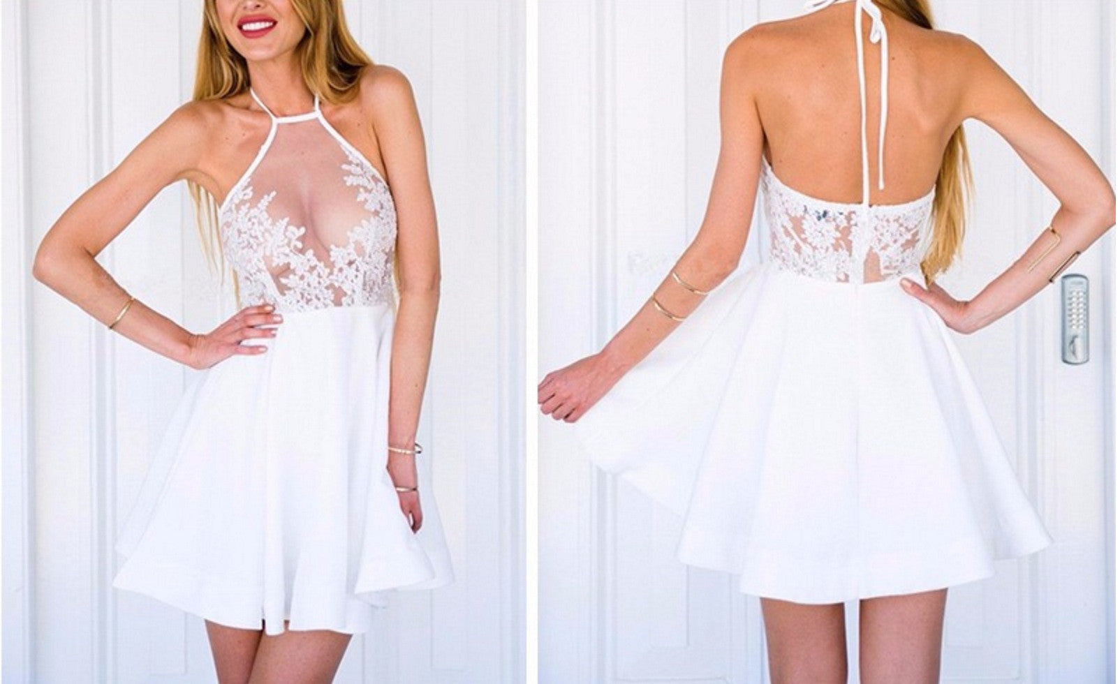 LACE HALTER PARTY DRESS