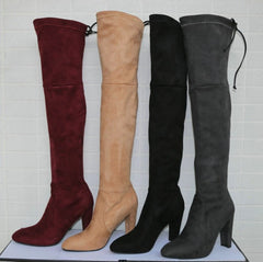 OVER THE KNEE LACE-UP SUEDE BOOTS