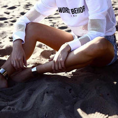 WORST BEHAVIOR MESH CROP TOP SWEATSHIRT