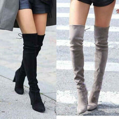 ALIAH OVER THE KNEE LACE-UP SUEDE BOOTS