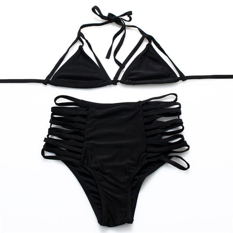 HIGH WASTE STRAPPY BIKINI SET