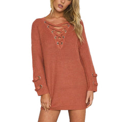 OVERSIZED KNITTED LACEUP SWEATER