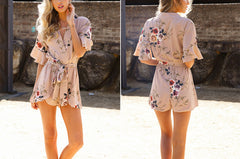 Boho Floral Ruffles Romper