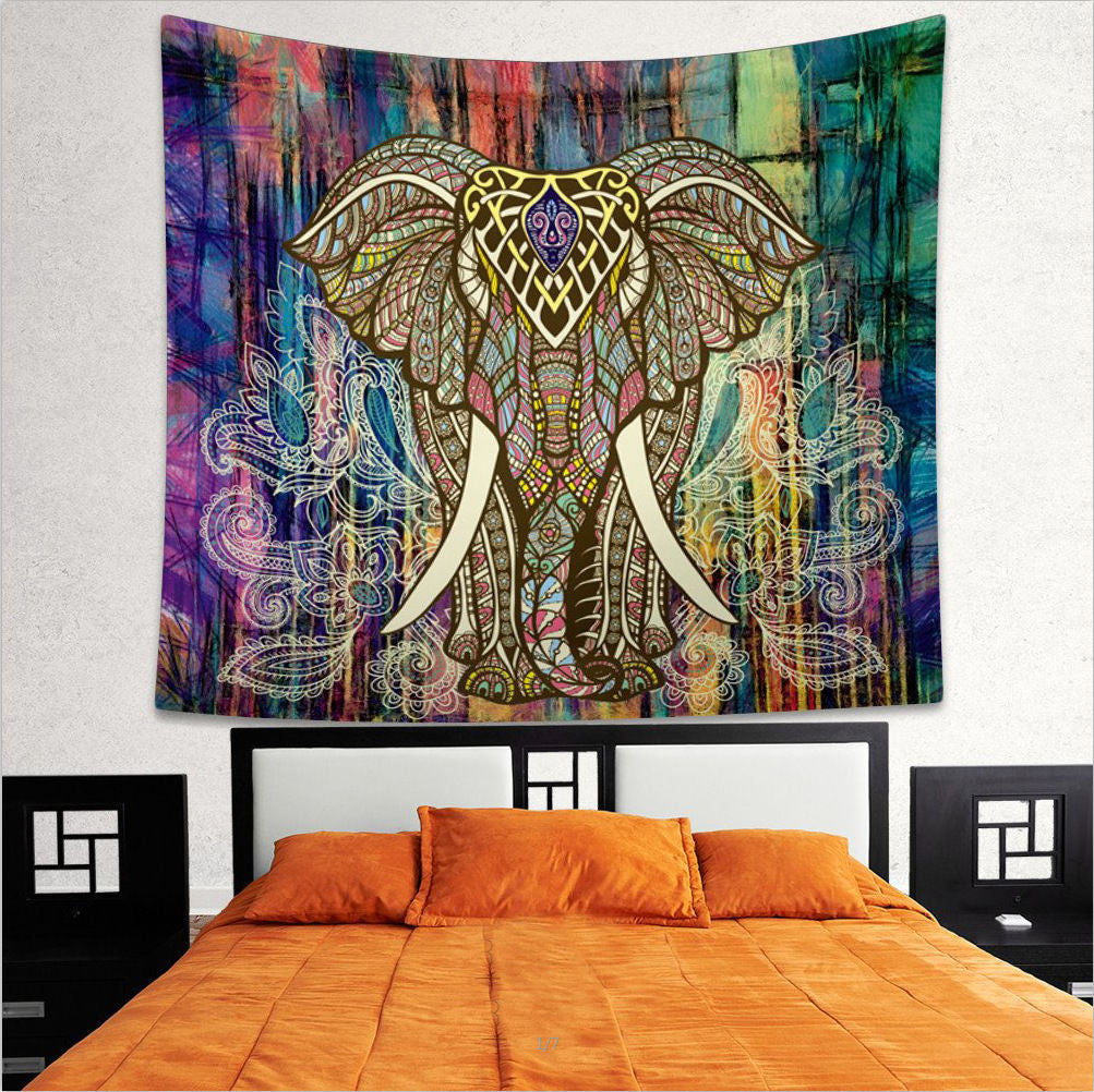Indian Elephant Mandala Hippie Wall Hanging Tapestry