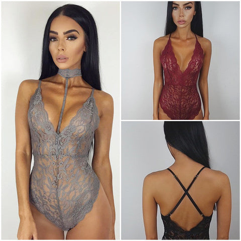 LACE CHOKER PLAYSUIT