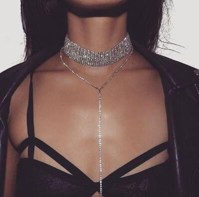 LONG TAIL RHINESTONE CHOKER
