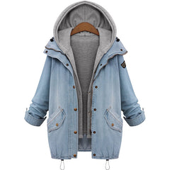DOUBLE HOODED DENIM HOODIE