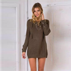 OVERSIZED KNITTED LACEUP SWEATER