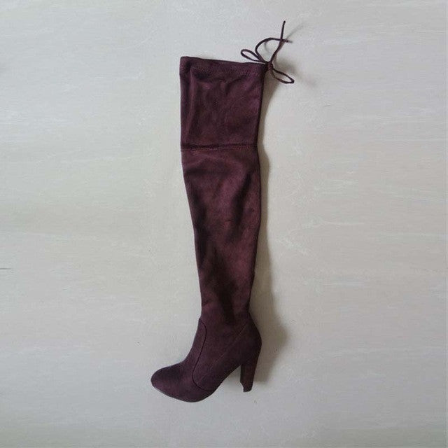 ALIAH OVER THE KNEE LACE-UP SUEDE BOOTS