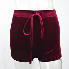 Velvet Drawstring Shorts