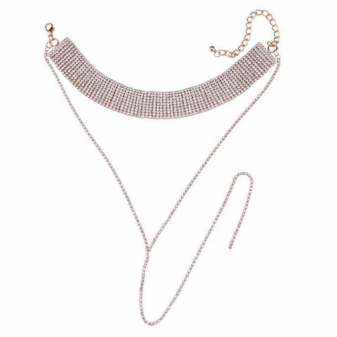 LONG TAIL RHINESTONE CHOKER