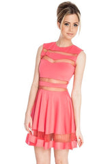MESH STRIPE MINI DRESS
