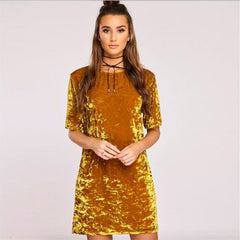 Velvet Short Sleeve Dress
