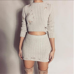 Distressed Knitted Two Piece