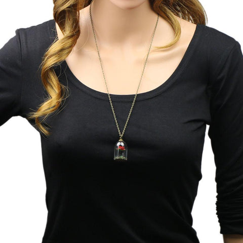 Enchanted Rose Necklace in Glass Dome Jewelry for Women - Available in Multiple Colors