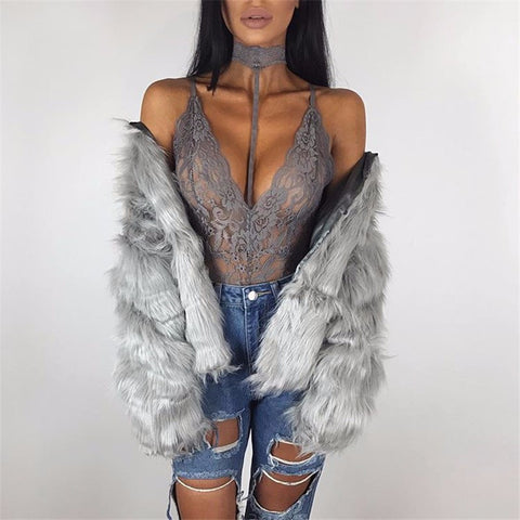 GLAM LACE CHOKER BODYSUIT