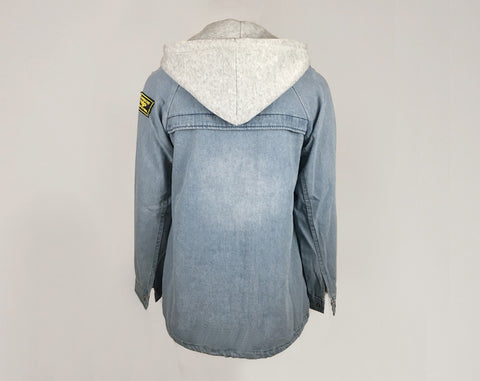 DOUBLE HOODED DENIM HOODIE