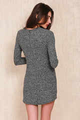 LACE UP KNITTED SWEATER DRESS